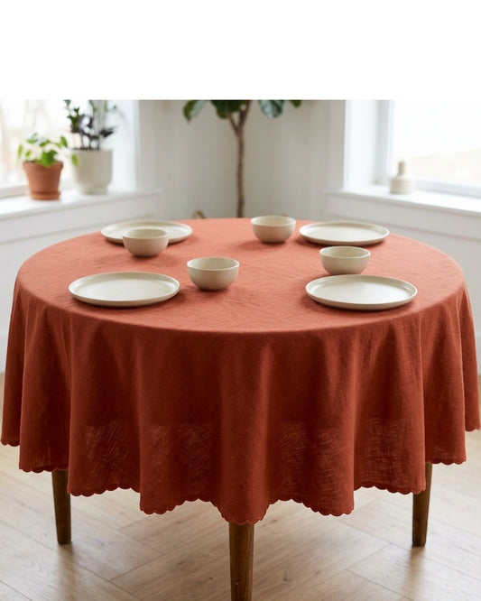 Fbknd Solmere Round Tablecloth Terracotta 160 cm