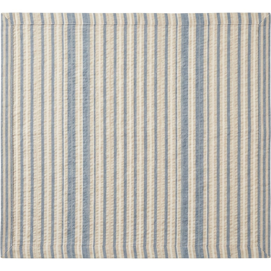 Fbknd Rectangular Cotton Seersucker Stripe Tablecloth Sand Blue 140 x 210 cm