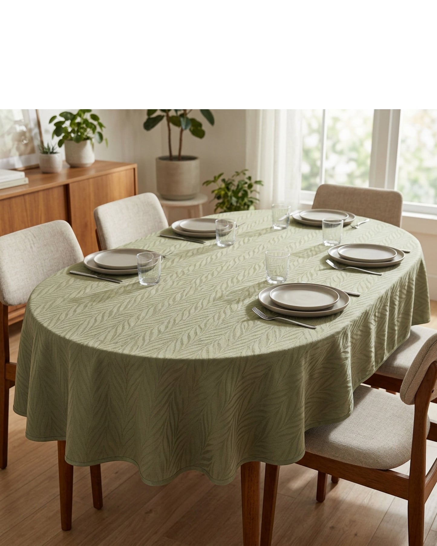 Fbknd Reedvale Oval Tablecloth Olive 150 x 220 cm