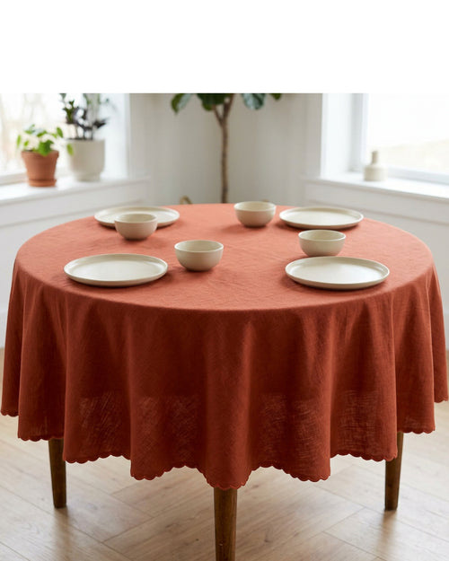 Fbknd Solmere Round Tablecloth Terracotta 160 cm